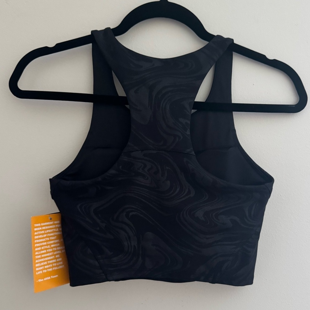 Avia Women’s Embossed Bra Tank Sports Bra NWT Size XS Black Activewear Workout - Picture 3 of 5